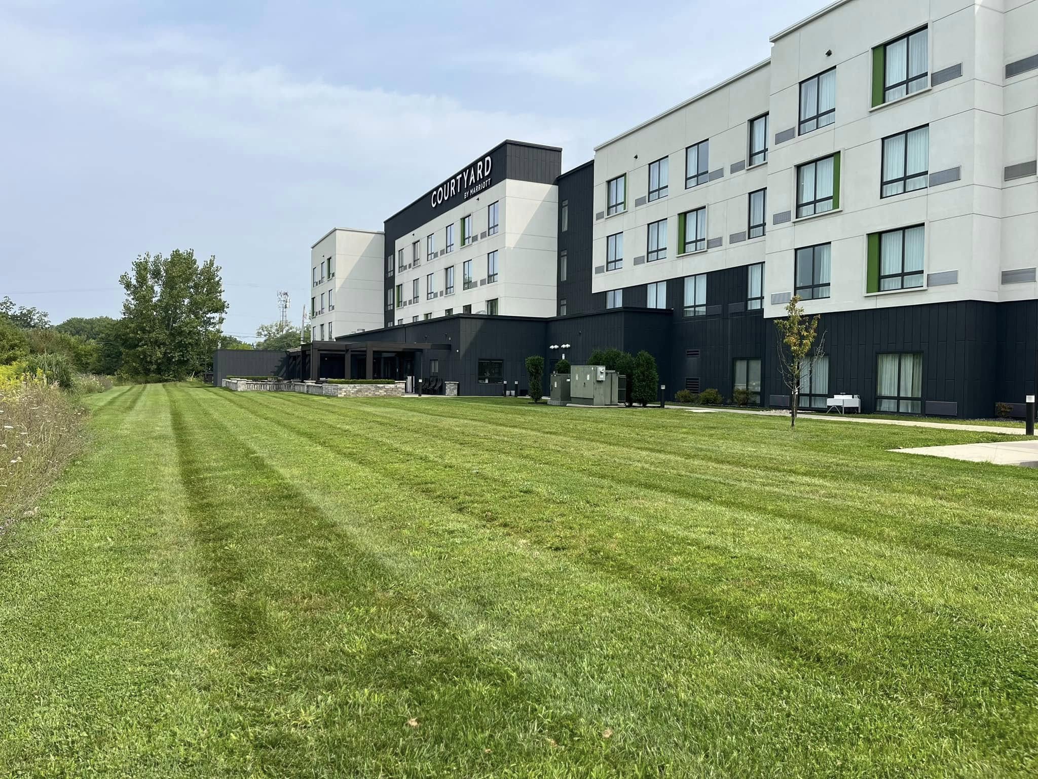 Freshly maintained lawn with perfect edges